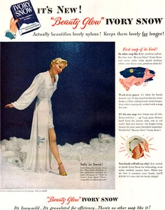 Negligee by John Norman IVORY SNOW Lingerie BEAUTY GLOW 1948 Magazine Ad - Picture 1 of 1