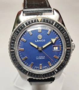 Reloj de pulsera para hombre usado restaurado Lanco reparado 41 mm cuerda manual WMM-283 - Imagen 1 de 7