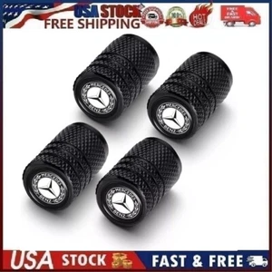 4PCS Metal Car Tire Valve Caps Valve Stem Cover Compatible with Mer_cedes Black2 - Picture 1 of 11