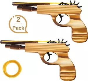 2-Pack Gomma Fascia Pistola Qualità Legno 8 Elastici IN Gomma Per Set - Foto 1 di 3