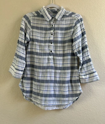 Женская рубашка Columbia сине-белая в полоску с воротником на пуговицах рукав 3/4 размер S - Изображение 1 из 4