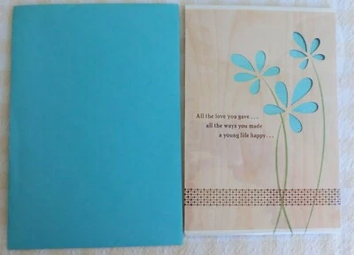 Hallmark Sympathy Greeting Card with Envelope Child Turqoise Flowers  - Image 1 of 2