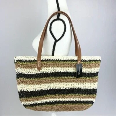 INC Verano Paja Mujer Bolso de Mano Rayas/Natural Foto 1 de 3