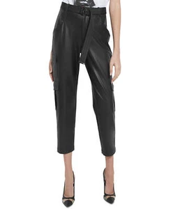 Guess Frankie Faux-Leather Cargo Pants Black 6 NWT! $98 - Picture 1 of 4