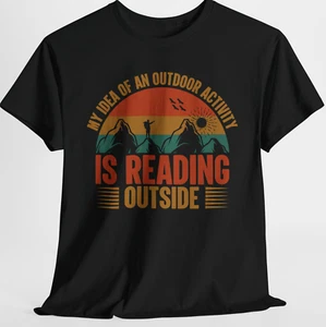 Book Lover Top Black Tee Bookworm T Shirt Reader Outside S-XL, Plus 2X 3X 4X 5X - Picture 1 of 12