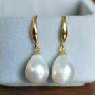 10-11 mm perle baroque blanche naturelle de la mer du Sud 14K boucles d'oreilles cerceau enfants