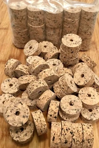 Cork Rings 12 Chita Burl, 1 1/4" x 1/2" x 1/4" Hole - Picture 1 of 2