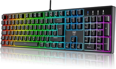 Mechanische Gaming Tastatur QWERTZ mit RGB Beleuchtung Blue Switches 104 Tasten  - Bild 1 von 4