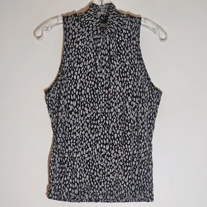 Camiseta sin mangas Stephen and Casey by INBS para mujer grande negra blanca abstracta cuello falso divertida L - Imagen 1 de 11