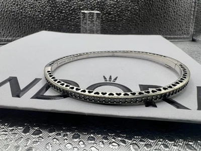 Pandora Radient Hearts Bangle white Enamel & Cz S925 ALE 19cm - Image 1 of 4