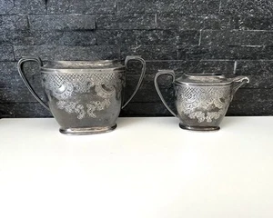 Vintage H.L&Co versilbertes Milchkännchen und Zuckerdose Set - Bild 1 von 9