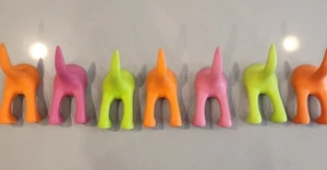 Lot Of 7 IKEA BASTIS Dog Tail Hooks Wall Hangers Pink Green Orange  - Picture 1 of 2