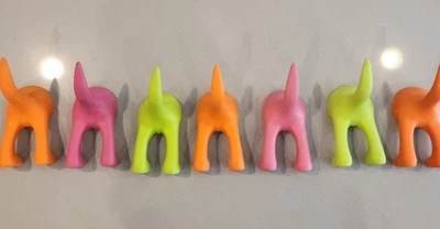 Lot Of 7 IKEA BASTIS Dog Tail Hooks Wall Hangers Pink Green Orange  - Image 1 of 2