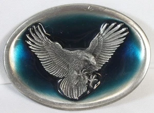 De colección Bergamota Cinturón Hebilla Águila en Vuelo Turquesa Verde azulado Grande Ovalado Oeste 1988 - Imagen 1 de 6