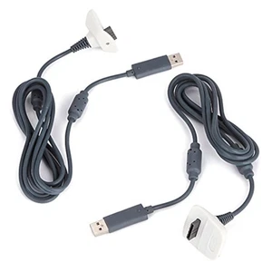 Lote de 2 cables de carga USB de repuesto para jugar y cargar Xbox 360 - Imagen 1 de 3
