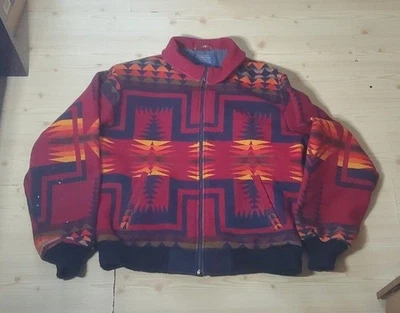 VTG Pendleton High Grade Western Wear Men’s XL Red Aztec Wool Bomber Jacket - Image 1 of 4