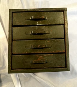 Vintage Metall 4 Schubladen Schrank für Kleinteile Aufbewahrung 8" x 6" x 6" - - Bild 1 von 4