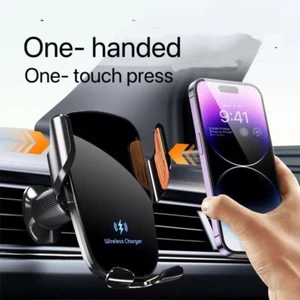 Car Wireless Charger Clamping Phone Holder Mount For mobile pones Air Vent - Picture 1 of 13