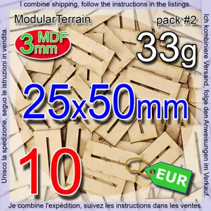 10x Slotted Slotta 3mm MDF 25x50mm 50x25mm Rectangle Base Socle War Hammer - Imagen 1 de 8