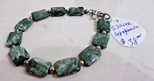 Seraphinite Stone Bracelet- 925- Sterling - Picture 1 of 6