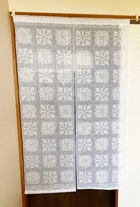 Kyoto Noren Door Curtain Linen Handcraft White Printed Cotton Parthenon Japan - Picture 1 of 13