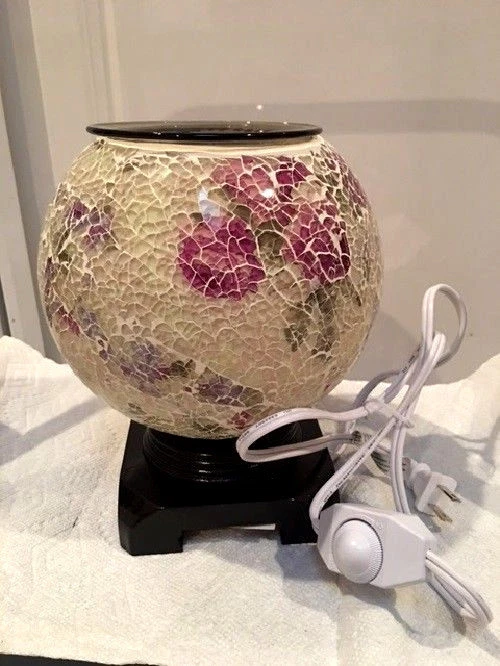 NUEVO Quemador de Aceite Eléctrico Flor Púrpura Vidrio Craquetado Fragancia Moderna Lámpara Globo Foto 1 de 1