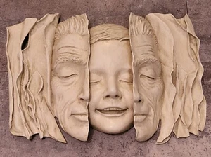 Young At Heart Wall Sculpture Art Old Man & Young Boy Inner Child Toscano - Picture 1 of 16