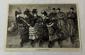 REVISTA 1881 GRABADO ~ HOMBRES Y MUJERES EN EL PATINAJE - Imagen 1 de 1