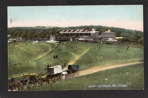 Postkarte Goodwood Rennbahn bei Chichester Sussex Pferderennbahn und Stände - Bild 1 von 2