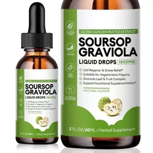 100% Pure Graviola Soursop Liquid Drops 1800mg Fruit & Leaf Herbal Extract 60ml - Picture 1 of 5