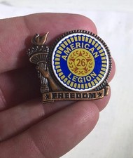 Vintage Lapel Pin American Legion 26 Freedom Bronze Tone and Enamel