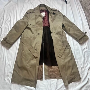 Vintage London Towne Trench Coat Removable Wool Liner Tan/Brown 14 US (44 UK) - Picture 1 of 21