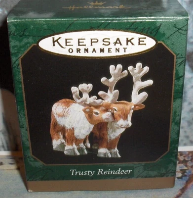Trusty Reindeer`1999`Miniatura-Un par muy lindo de renos, adorno de sello Foto 1 de 4
