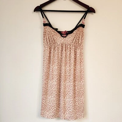 Blusa de lingerie Betsey Johnson íntima rosa babydoll tamanho G estampa animal clássica - Imagem 1 de 4