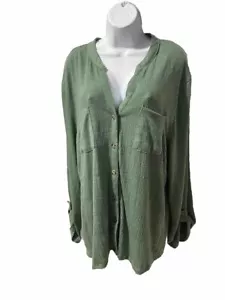 NWT CAROLYN TAYLOR Women's long sleeves olive green v-neck shirt Size XL#20 - Picture 1 of 14