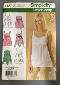 Tops sin cortar 4127 Simplicity sin mangas patrón de costura 4127 talla 6-14 para mujer - Imagen 1 de 2