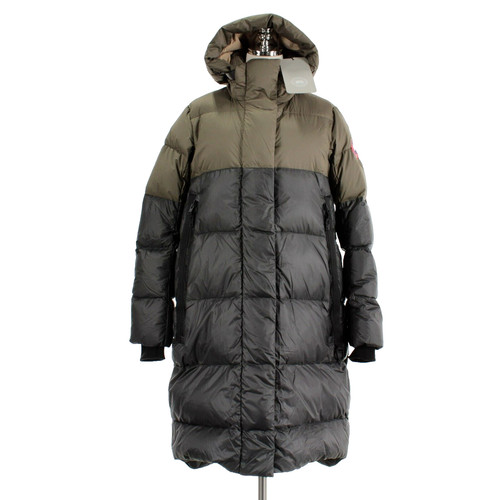 Parka Canada Goose nuovo con etichette Byward taglia large verde grafite arenaria colorblock
