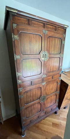 Vintage Henredon Pan Asian Armoire Wardrobe High Chest Cover