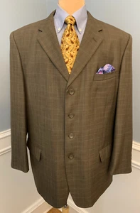 Cianni Plaid Blazer Mens 46R Glen Check Jacket Four Button Sportcoat - Picture 1 of 12