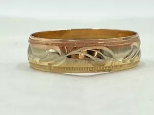 Alianza de boda de oro para caballeros de 14 quilates de oro tricolor 3,1 g tamaño: 10,5 (EL1092914) - Imagen 1 de 6