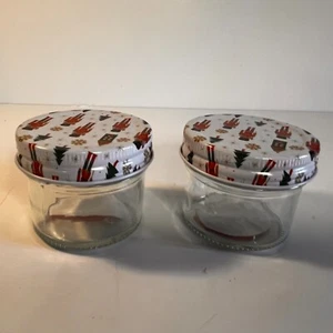 Nussknacker klein 4 Unzen Gelee Gläser Metall Deckel Glas Kanister 2er Set Weihnachten - Bild 1 von 4