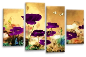 Floral Wall Art Cream Living Room Bedroom Framed Canvas Picture Ready to Hang - Picture 1 of 5