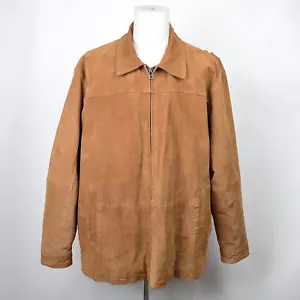 VTG Boston Harbour Leather Jacket Mens 2XL Camel Tan Bomber Soft Suede Western - Picture 1 of 16