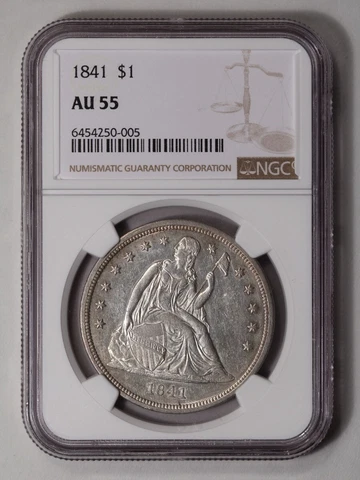 1841 Seated Liberty - No Motto S$1 NGC AU55 Cover