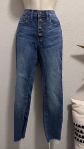 Madewell 9" Mid-Rise Skinny Size 26 Buttons Out Jeans Denim - Picture 1 of 12