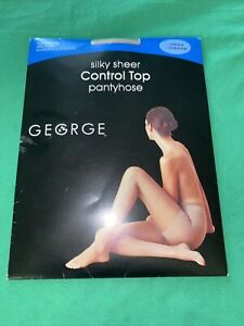 GEORGE CONTROL TOP PANTYHOSE SIZE Medium/tall Oatmeal SILKY SHEER SANDALFOOT Y2