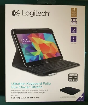 Logitech Ultrathin Keyboard Folio for Samsung Galaxy Tab 4 10.1 - Nice Condition - Image 1 of 4