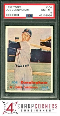 Joe Cunningham Cardinals 1957 Topps #304 PSA 8 Foto 1 de 2