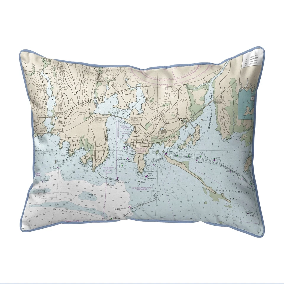Almohada mapa puerto Stonington 16x20 - decoración grande con cable Foto 1 de 1
