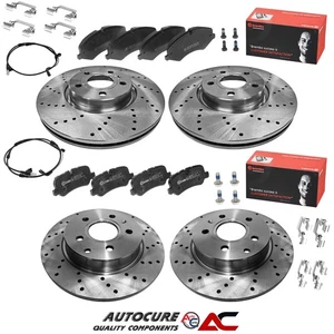 FOR LAND ROVER DISCOVERY 4 DRILLED FRONT REAR DISCS & BREMBO PADS & SENSORS - Picture 1 of 1